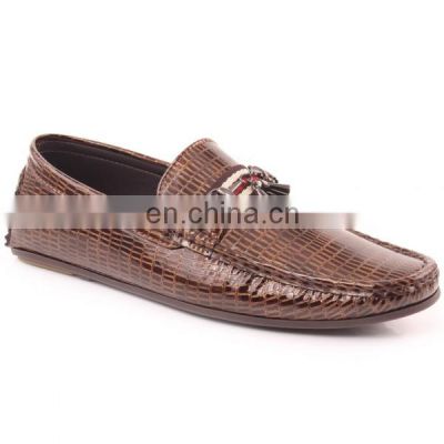 Brown color design men moccasins leather shoes casual mens dress leather outdoor shoe