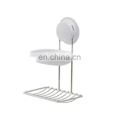 Bathroom Storage Wall Mount Rack Chrome Towel Holder Soap Holder Steel Storage Holder With Suction Cup photo-3