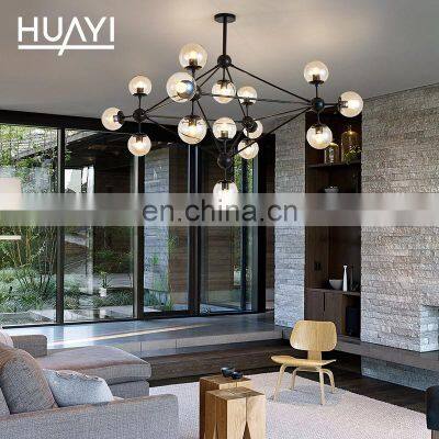 HUAYI Creative Black Modelling Nordic Style Indoor E27 Modern Iron Hanging Pendant Light Chandeliers