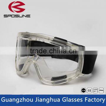 Transparent ce en 166 ventilate HD vision crashproof safety gogles splashproof anti-fog big eye ptotection goggles