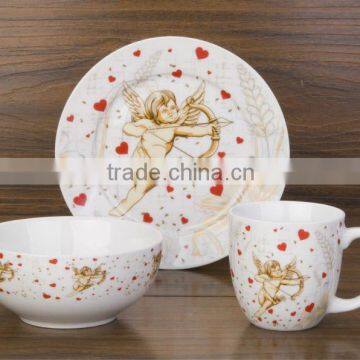 porcelain dinner set with christmade decal for breakfast use Kid dinner set decal dinnerset tableware porcelain dinnerset