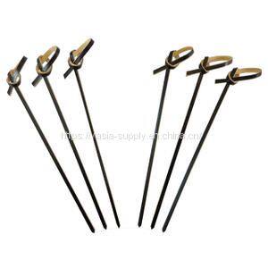 Disposable bamboo appetizer fruit kabob picks Bamboo Skewer With Knot 180mm cocktail picks