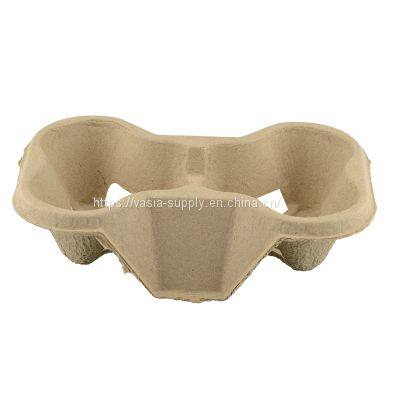 2 Cup Disposable Paper pulp Moulded cup carry tray Drink Tray manufacturer