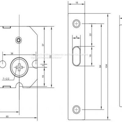Single Hook Latch Sliding Door Lock Backset 46mm photo-5