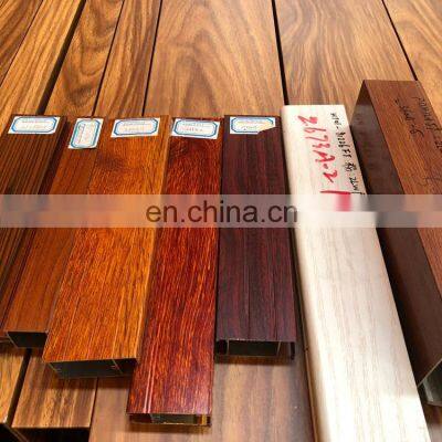 Different colors wooden grain aluminium extrusions , wood colors aluminium section for decoration