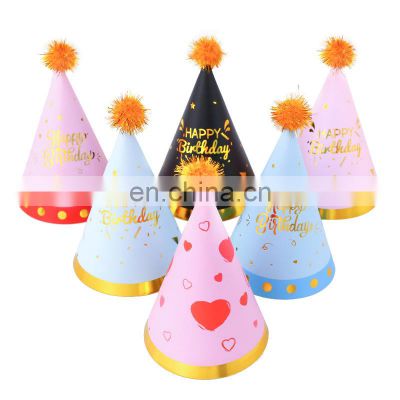 Factory Price Birthday Hats Kids Boy Girl Happy Birthday Paper Hat for Party Decoration Birthday Party Supplies Party Hat