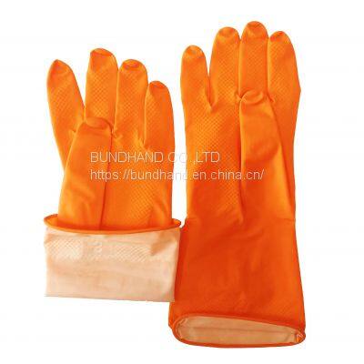 Latex Household Gloves Dip Flock Lined Cleaning Gloves photo-3