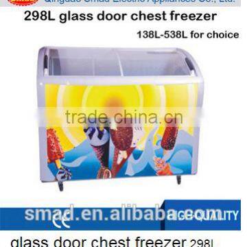 High quality Sliding Glass Door Chest Freezer Refrigerated Ice Cream Showcase