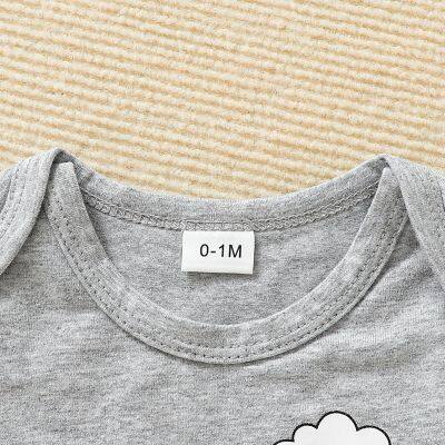3pcs Newborn Baby's Cartoon Moon & Cloud Pattern Footed Bodysuit, Casual Comfy Long Sleeve Romper, Toddler & Infant Girl's Onesie, As Gift photo-3