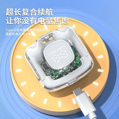 New TM60 Transparent Fashion ENC Noise Canceling Bluetooth 5.3 Earbuds Wireless Bluetooth Headset Works With All Mobile Phones