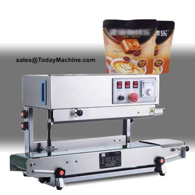 Vertical Automatic Plastic Film Bags Heat Ink Roll Date Print Continuous Band Sealer Machine