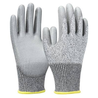 Anti Cut Level 5/D ANSI A5 13G HPPE Liner PU Coated Cut Resistant Knife Proof Gloves