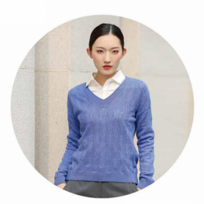 2025 Women′s Fake Two-Piece White Shirt Collar Pure Cashmere Knitting