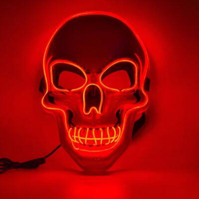 Luminous EL Wire Skull Mask Halloween Horror Scream Creepy Flashy Party Face Led Masks With Light photo-5