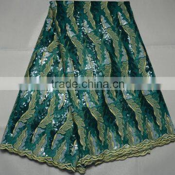 L406-3 last design High quality double organza Korea embroidery lace fabric with many sequnce