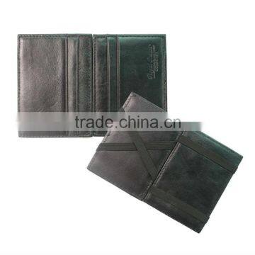 High quality vet tanned leather magic flip wallet with 4 card pockets