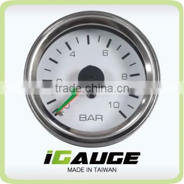 52mm White Face Chrome Rim Mechanical Dual Air Pressure Gauge