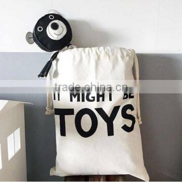 Heart Bear Eyelash Pattern Laundry Bag Pouch,Canvas Storage Bag for Toys Clothing,Baby Kids Toys Storage Bag Cute Wall Pocket photo-4
