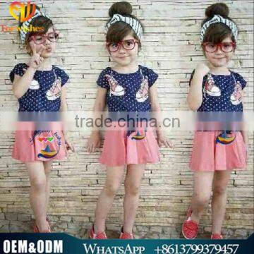 2016 Hot Selling Children Girl Summer Skirt Suits Country girl Suits Girl Clothes Sets Fashion Kids Casual Shirt+Skirt 2pcs Sets