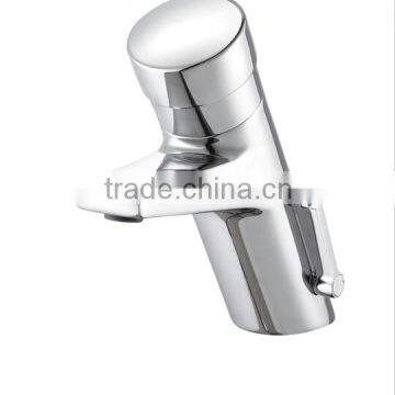 Brass Chrome Push Single Lever Self Closing Basin Mixer Taps , water tap