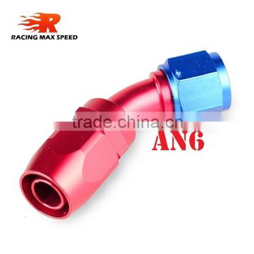 Aluminum oil cooler fitting 45 degree resuable fuel line hose end fitting adaptor blue and red 40-045-06