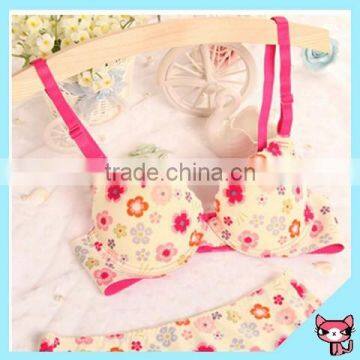 Cut Flower Printing Seamless Push Up Bra