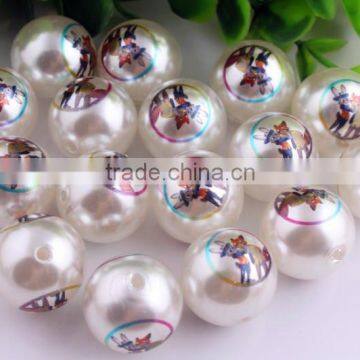 2016 New Arrive Chunky Acrylic 20mm Pearl Print Cartoon Character Bubblegum Ball Beads For Kids Necklaces Making!!