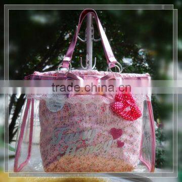 Trendy fancy clear pvc ladies toiletry handbags