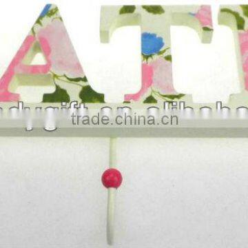 multifuntion home decorative colorful bath letter wooden hanging hook