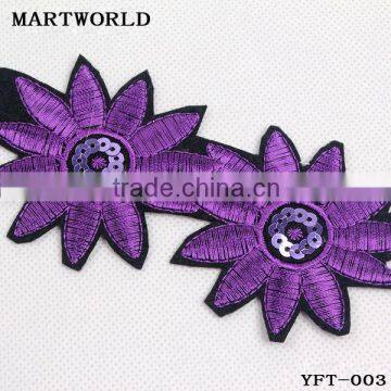 Factory made flower embroidery lace embroidery design lace trim(YFT-003)