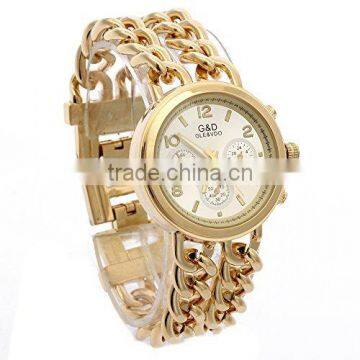 Women's Gold-Tone Stainless Steel Chain Link Bracelet Analog Ladies Watch