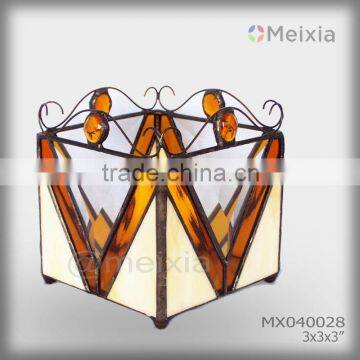 MX040028 china tiffany style stained glass candle holder for home decoration gift set