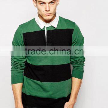 Heavyweight Pique Cotton Custom Long Sleeve High Quality Polo T Shirt Strip Men Polo shirt