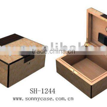 Custom square wooden cigar box