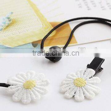 fancy lovely white angel flower hair clip and Elastic Ponytail Holder thick hair