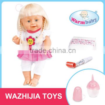 Shantou new item high fashion small plastic doll with air whistle for kids