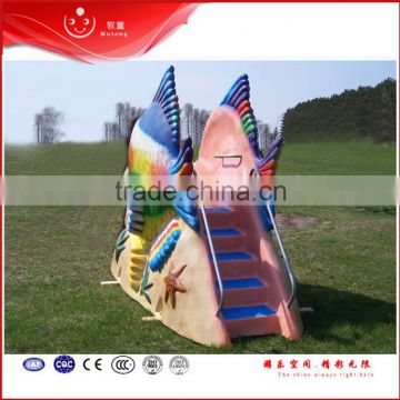 fiberglass swimming themed kids tropical fish slide for summer kids play