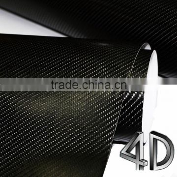 High Glossy 1.52*30m High Quality PVC Car Sticker Wrap Vinyl 4D Carbon Black