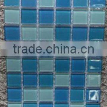 Competitive price blue crystal glass mosaic for swimming pool tile