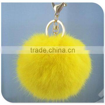 Colored Rabbit fur ball pom pom keychain