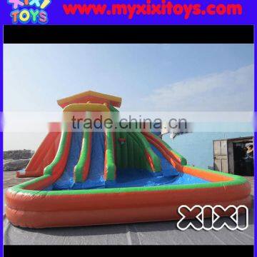 XIXI inflatable water slide with big pool,inflatable water slide with basketball hoop