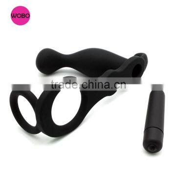 silicone anal plug with cock ring sex toy E012