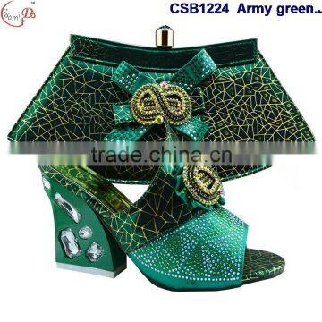 CSB1224 Chowleedee fasion latest fashion woman italy style high heel sandal shoes with matching bag