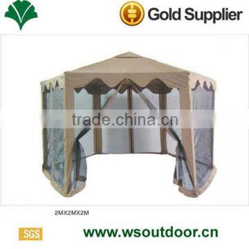 Hexagonal gazebo with mosquito mesh side