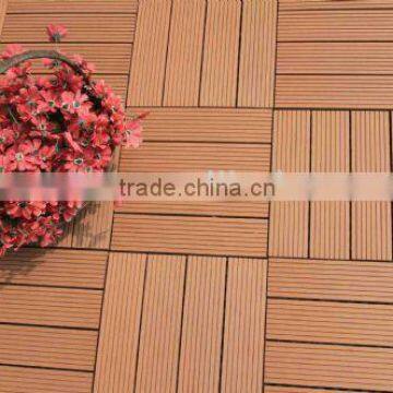 Yuante non-slip waterproofing wood plastic composite / WPC DIY deck tile with plastic base 300*300*20mm