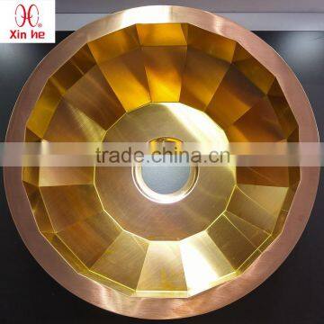 PVD Copper Brass Plated Stainless Steel Bathroom Sink for Hotel