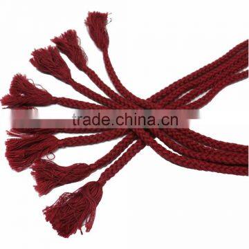 handmade yarn dye cotton braided cord with double tassle end