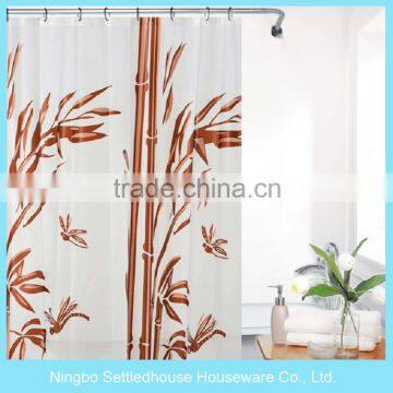 Plant Design Bamboo Plastic Bath PEVA Shower Curtain, Bamboo Design Shower Curtains