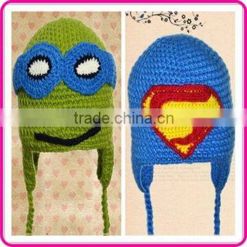 winter earflap cartoon character crochet hats for children