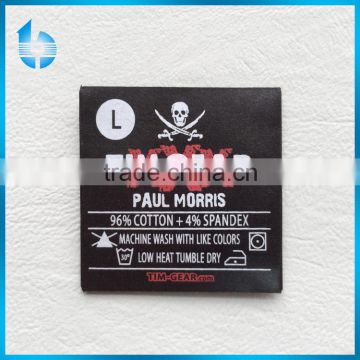 satin tape silk screen printed main mark care label for leather bag